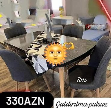 Mətbəx üçün, Yeni, Açılan, Dördbucaq masa, 4 stul