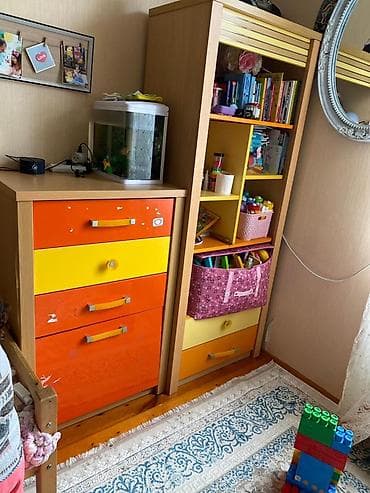 parda tul: Uşaq otağı üçün rəngarəng mebel dəsti - Komod: 4 ədəd geniş çekmece — 2