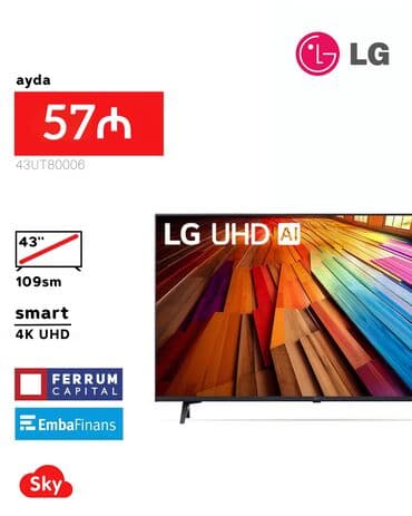 lg telvizor: Yeni Televizor LG LED ekran 43" 4K (3840x2160), Pulsuz çatdırılma — 1