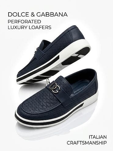 Женская обувь: Dolce & Gabbana perforasiyalı dəri loaferlər - Lüks kişi — 1