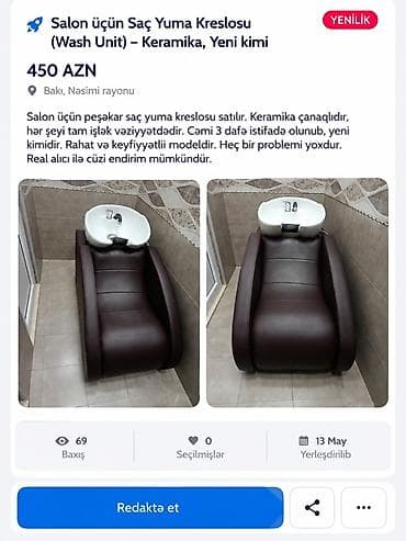 stol stul restoran: Salon üçün peşəkar saç yuma kreslosu (wash unit). Keramika çanaqlı — 1