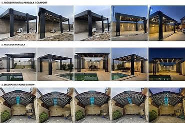 ev tipi çadır: Müasir metal pergola və dekorativ örtüklər - Müasir metal — 1