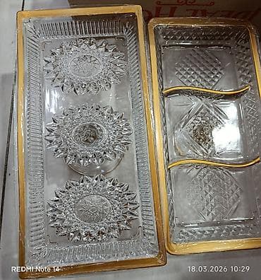 Şüşə servis seti – 2 hissəli dəst 12azn - Material: qalın, şəffaf