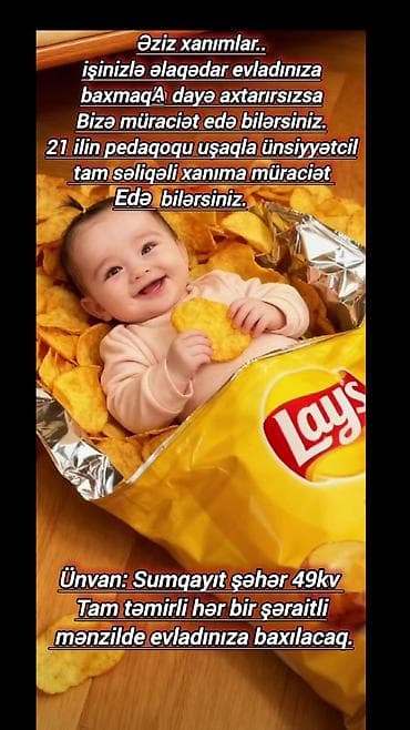 Dayə Uşaq baxıcısı xidməti öz evimə.Unvan sumqayit seher 49kv . - 21