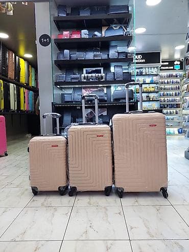 qaci: Bej rəngdə sərt korpuslu çamadan dəsti – 3 ölçü - Korpus: davamlı sərt — 1