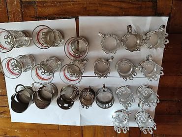neon stekanlar: Çay dəsti, rəng - Gümüşü, Metal — 2
