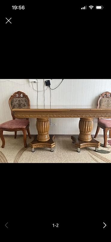 Qonaq otağı üçün, İşlənmiş, Açılmayan, Dördbucaq masa, 2 stul