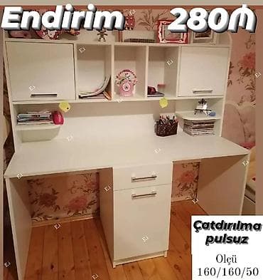 defter qelem: Ağ rəngdə çoxfunksiyalı yazı/stol komplekti. Xüsusiyyətlər: - Üst — 1