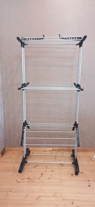 сушилка для одежды: Yüksək Keyfiyyətli 3 Mərtəbəli Təkərli Paltar Asanı Yenidi Məhdud — 7