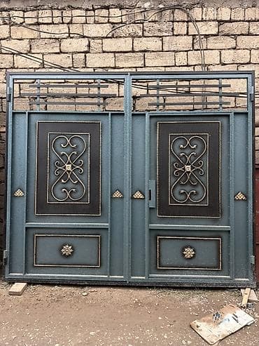 Asia: Железо Дворовые ворота, Распашные, Механические, С дверью, цвет - Черный — 5