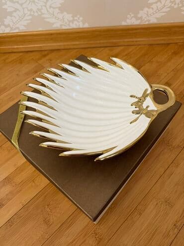 metbex dekorlari: Dekorativ keramika boşqab - Material: keyfiyyətli keramika - Rəng: ağ — 2