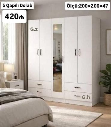 sfaner: 5 qapı, Ağ, Açılan, Düz dolab — 1