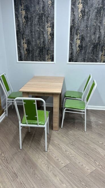 stol və stul dəstləri: Yeni, Kvadrat masa, 4 stul, Açılmayan, Stullar ilə, Metal, Azərbaycan — 3