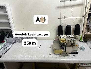 Averlok tikiş maşını – kəsir və toxuyur. - 3/4 iplikli sənaye tipli