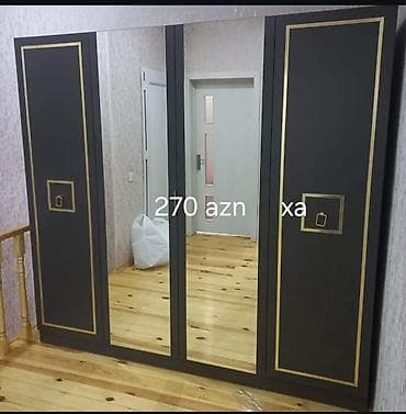 - Qapalı dolab, 4 bölməli dizayn - Rəng: tünd boz/qaraya çalan, qızılı