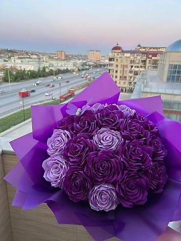 Məxməri görünümlü dekorativ gül buketləri - Material: yüksək