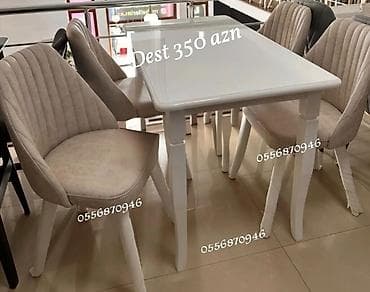 Mətbəx üçün, Yeni, Açılmayan, Dördbucaq masa, 4 stul