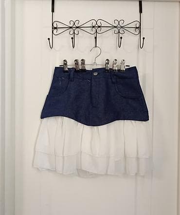 Qadın ətəyi – denim + şifon kombinasiyası - Üst hissə: tünd mavi lalafo.az -da Qadın ətəyi – denim + şifon kombinasiyası - Üst hissə: tünd mavi