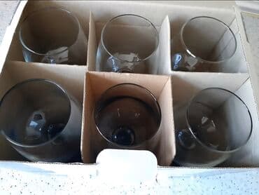 tort şamları: Qədəhlər, rəng - Qara, Şüşə, 6 ədədli dəst, 300 ml, Türkiyə — 2