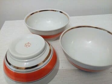 Mətbəx aksesuarları: Kasalar, rəng - Narıncı, Farfor, SSRİ — 2