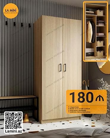 2 qapılı, Digər rəng, Taxta, Açılan, Düz dolab — 1
