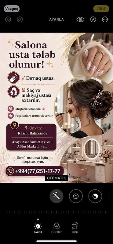 pileken ustasi: Dırnaq ustası tələb olunur, Yerin icarəsi — 1