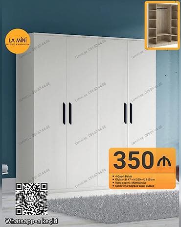 4 qapılı, Digər rəng, Açılan, Düz dolab