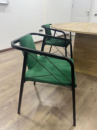 modern stol stul: Qonaq otağı üçün, İşlənmiş, Açılmayan, Yumru masa, 6 stul — 4