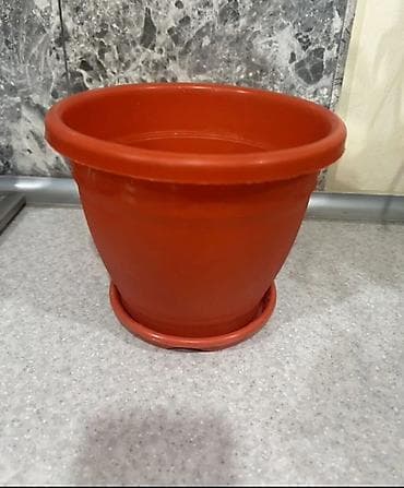 Plastik çiçək qabları (narıncı rəngli) - Material: yüngül və davamlı
