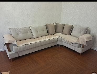 Künc divan yenidir açıq bej/qum tonu Material: yumşaq parça üzlük — 1