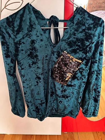 sultan macun: Qadın məxməri bluz.36 razmer Ünvan Razin - Rəng: dərin zümrüd/teal — 1