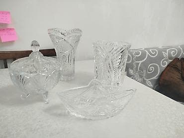madonna servisler: Klassik kəsimli şüşə/kristal masaüstü qablar dəsti Təsvir: - Kəsimli — 2