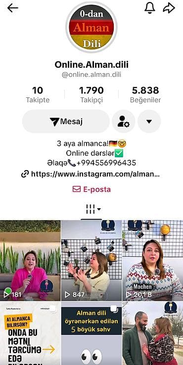 Dayələr: Xarici dil kursu, Alman dili, Böyüklər üçün, Uşaqlar üçün, IELTS/TOEFL, Abituriyentlər üçün — 4