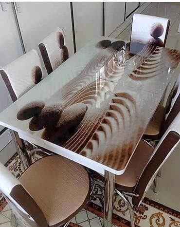 metbex stullari yeni: Şüşə səthli mətbəx/qonaq otağı stol–stul dəstləri - Tərkib: 1 — 3