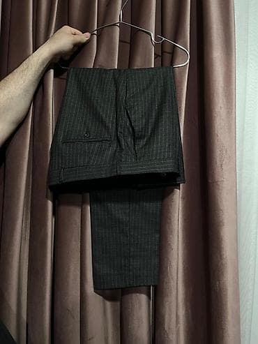 baggy şalvarlar: Kişi kostyumu – qrafit rəngli, incə şaquli zolaqlı (pinstripe) — 6