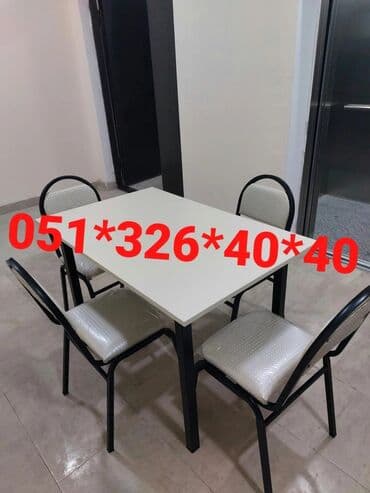 Masa və oturacaq dəstləri: Qonaq otağı üçün, Yeni, Dördbucaq masa, 4 stul — 18