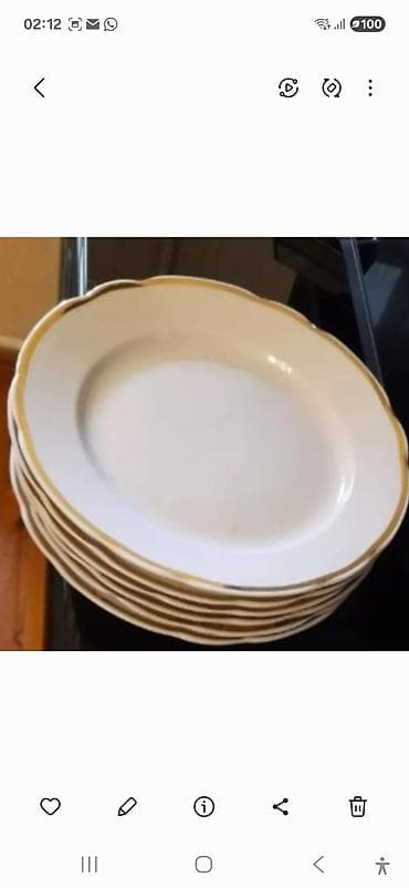 tort m: Boşqablar, 6 ədədli dəst, rəng - Ağ, Farfor, SSRİ — 4