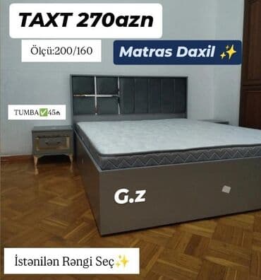шифоньер для спальни: Taxt – matras daxil - Ölçü: 200×160 sm - Başlıq: yumşaq döşənmiş — 3