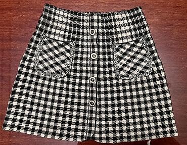 Baş geyimləri: Qara-ağ dama naxışlı ətək - Klassik dama (gingham/plaid) dizayn, qara — 1