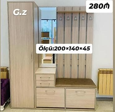 Dəhliz üçün funksional şkaf-komplekt - Ölçü: 200 × 140 × 45 sm -