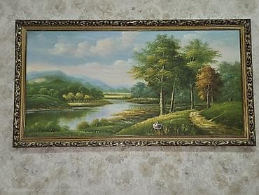 Постельное белье: Yağlı boya tablo – təbiət mənzərəsi - Mövzu: sakit göl kənarı, meşə — 1
