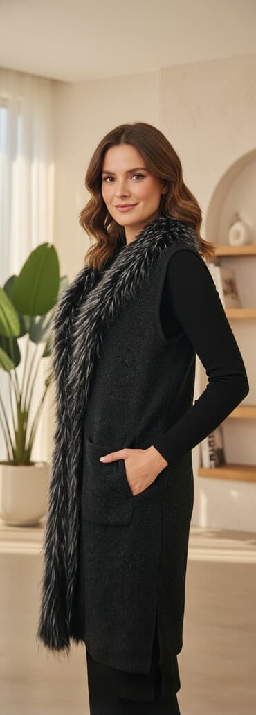 i̇lan formalı üzüklər: Jilet, rəng - Qara — 1