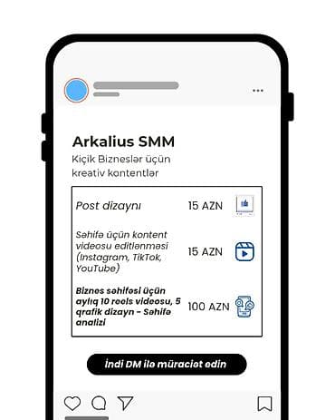 azercell operatorla elaqe: Kiçik bizneslər üçün kreativ kontentlər Xidmətlər: - Post dizaynı – — 2