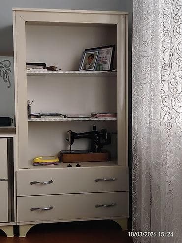 Bej rəngli vitrin/komod tipli çoxfunksiyalı şkaf - Material: laminat