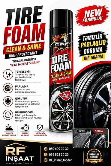 Teker qaraldan kopuk GPS PRO Tire Foam – Clean &amp; Shine, High