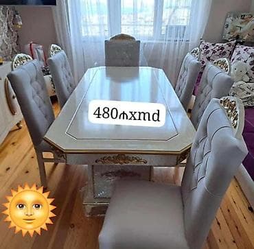 stol stul modelleri: Dördbucaq masa, Qonaq otağı üçün, 6 nəfər, Açılmayan — 1