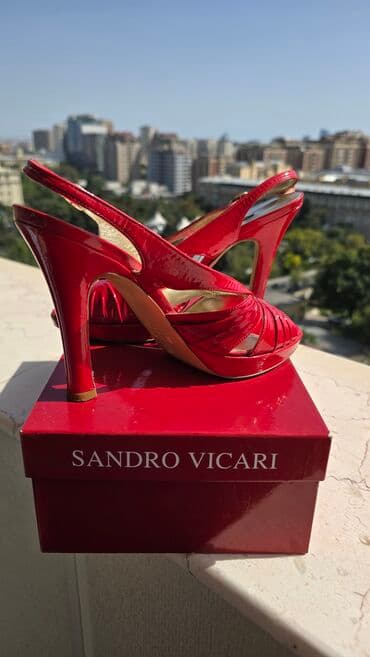 женские босоножки на танкетке: Sandro Vicari qadın ayaqqabısı - Rəng: Rosso (parlaq qırmızı) - Ölçü — 3
