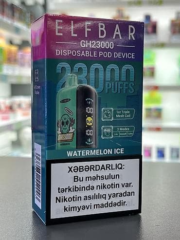 alpha qelyan: Məhsul: Elfbar GH23000 – birdəfəlik pod cihazı Xüsusiyyətlər: - 23000 — 2
