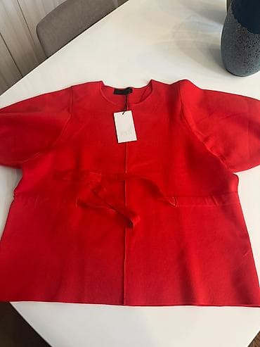 gun eynəyi: Qırmızı qısaqol bluz/top - Brend: ZARA (etiket üzərində) - Rəng — 2