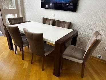 Masalar: Qonaq otağı üçün, Açılmayan, Dördbucaq masa, 6 stul — 1